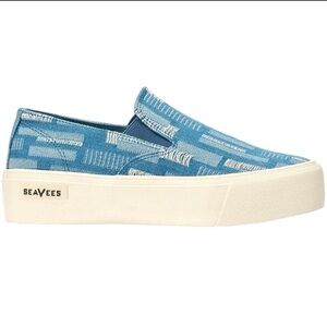SEAVEES Baja Platform Slip On Denim Shoes Size 9.5